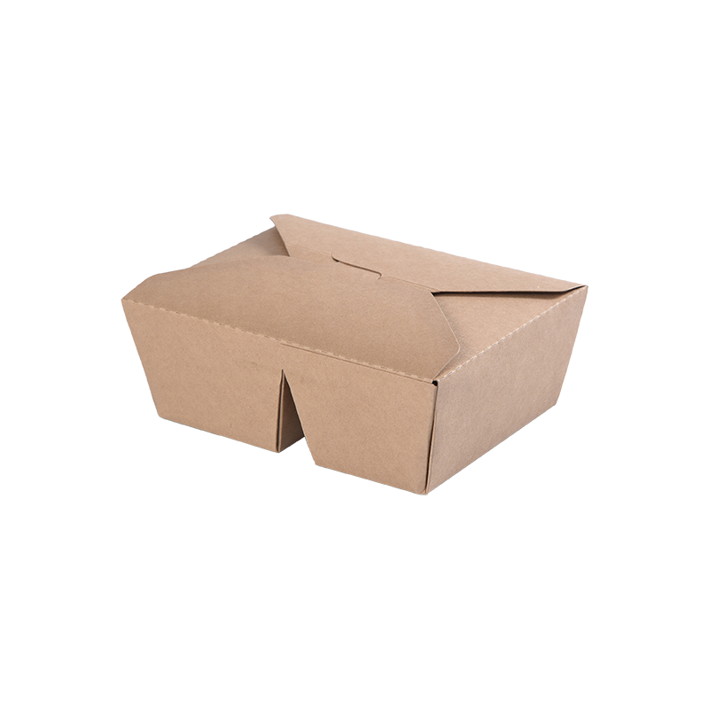 Páipéar Kraft Tóg amach Bosca Bento Barr Fillte Bosca-Dhá Roinn 2 Roinn